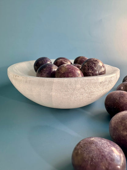 Large Round Satin Spar (Selenite) Bowl