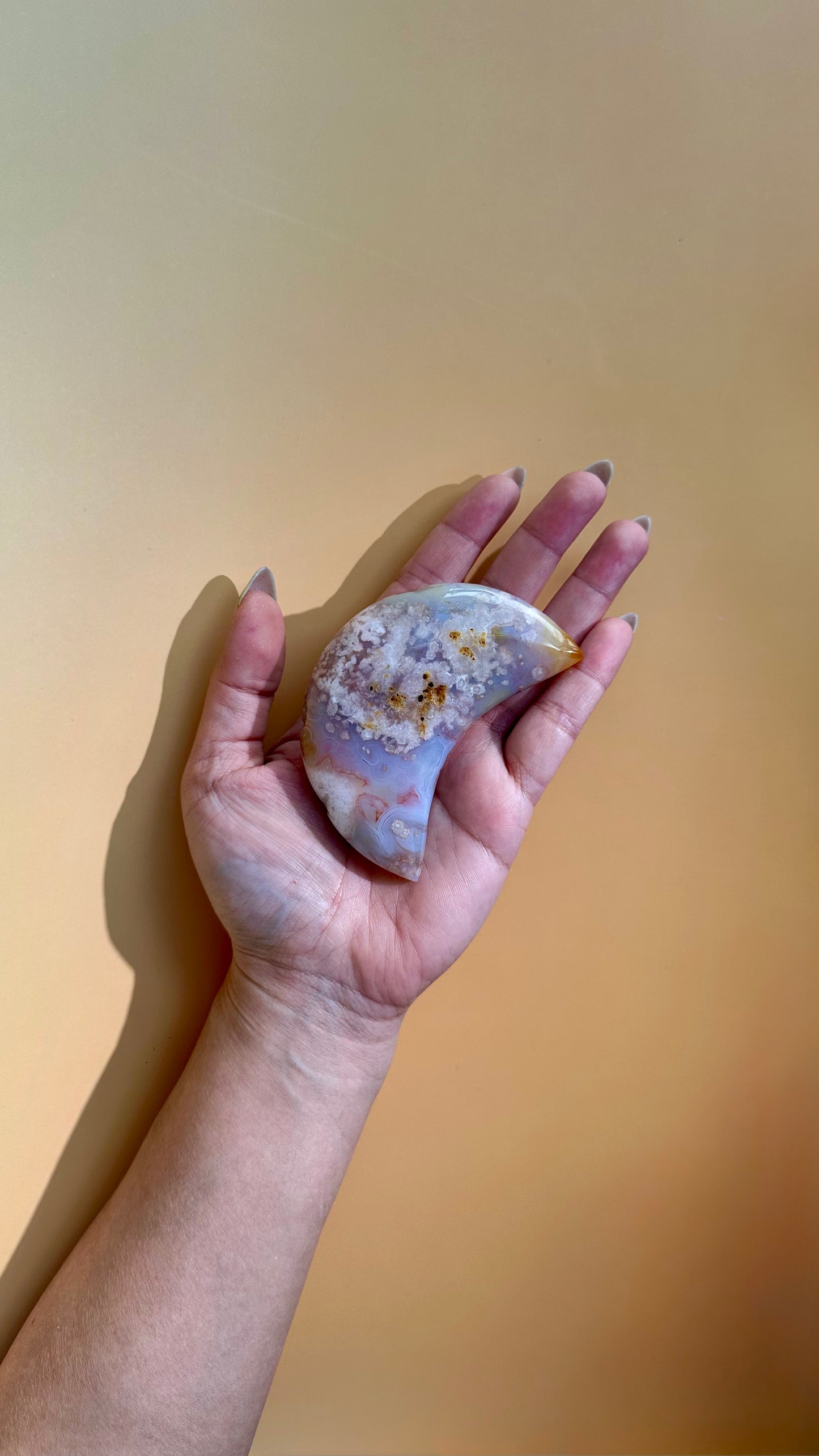 Flower Agate Crescent Moon – Option J