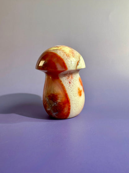 Carnelian Mushroom Carving – Option C | Collector Crystal, Abundance & Confidence