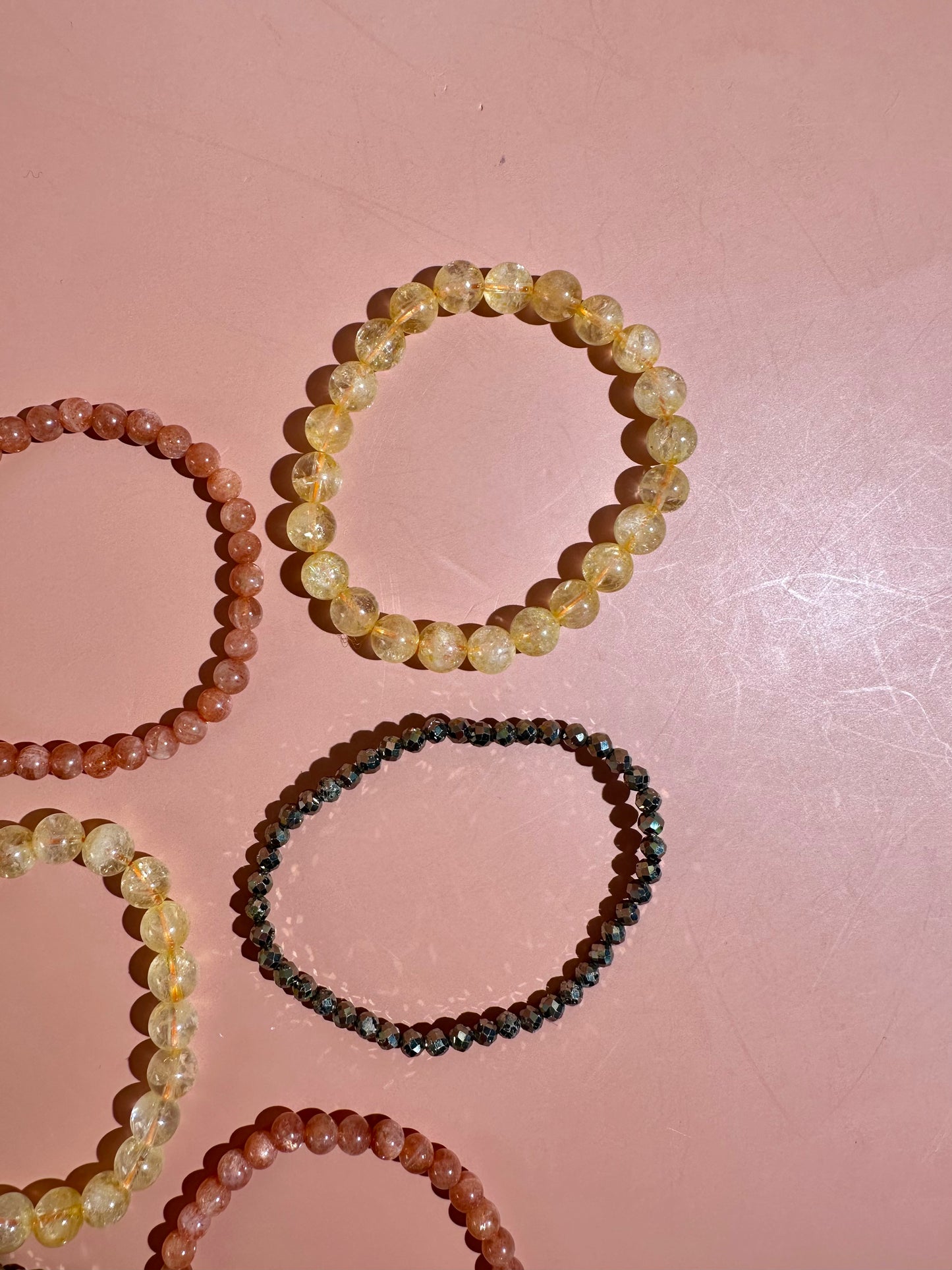 Bracelet Bundle Set: “Golden Prairie" - Satin Spar (Selenite), Yellow Crazy Lace Agate, Mookaite Jasper