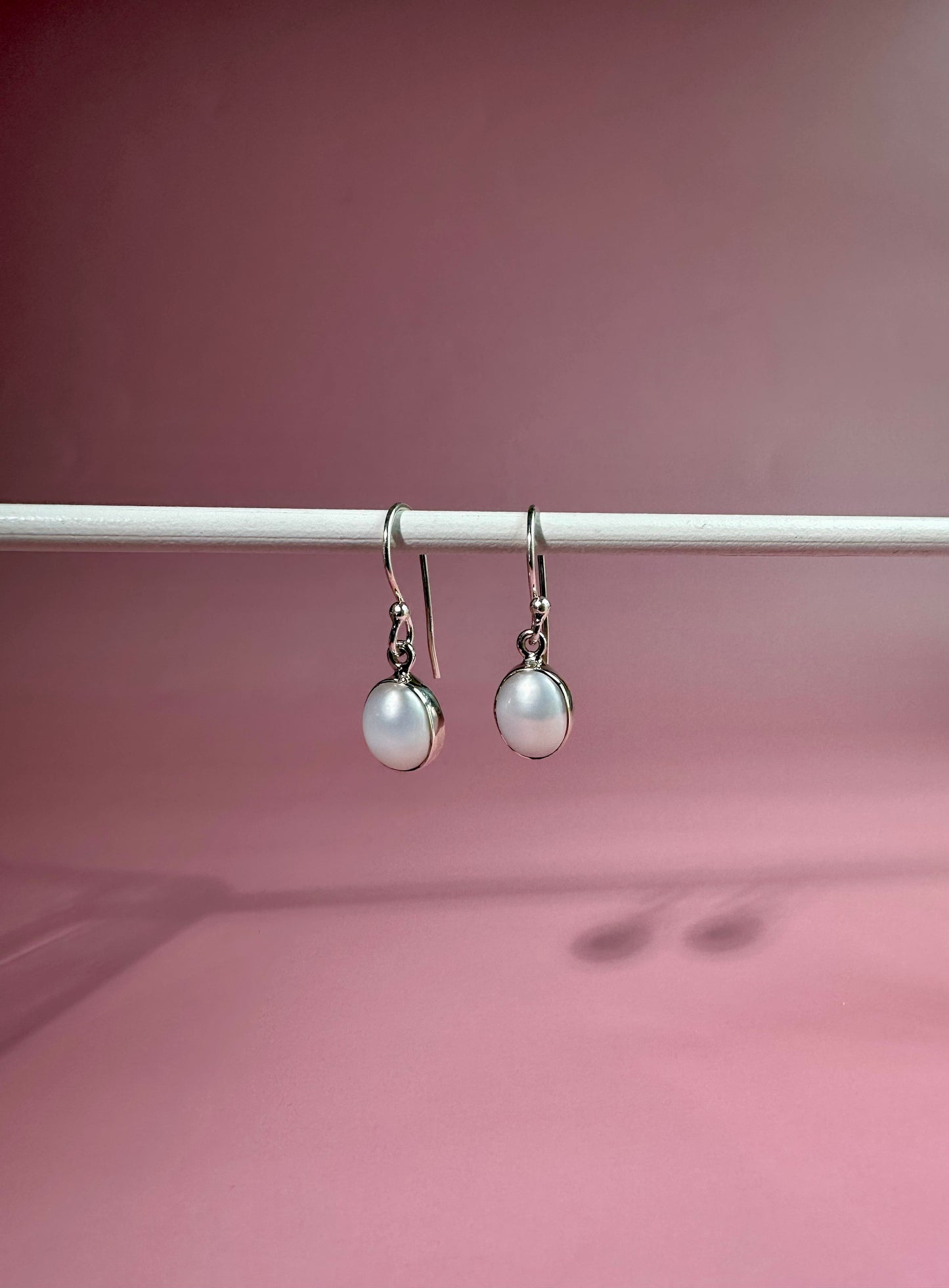 925 Sterling Silver Pearl Dangle Earrings