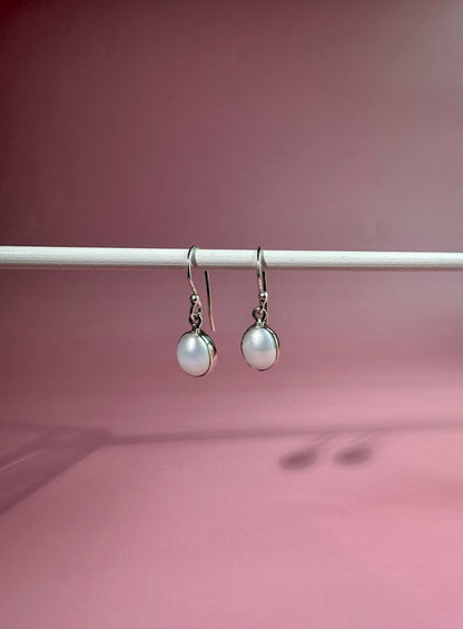925 Sterling Silver Pearl Dangle Earrings