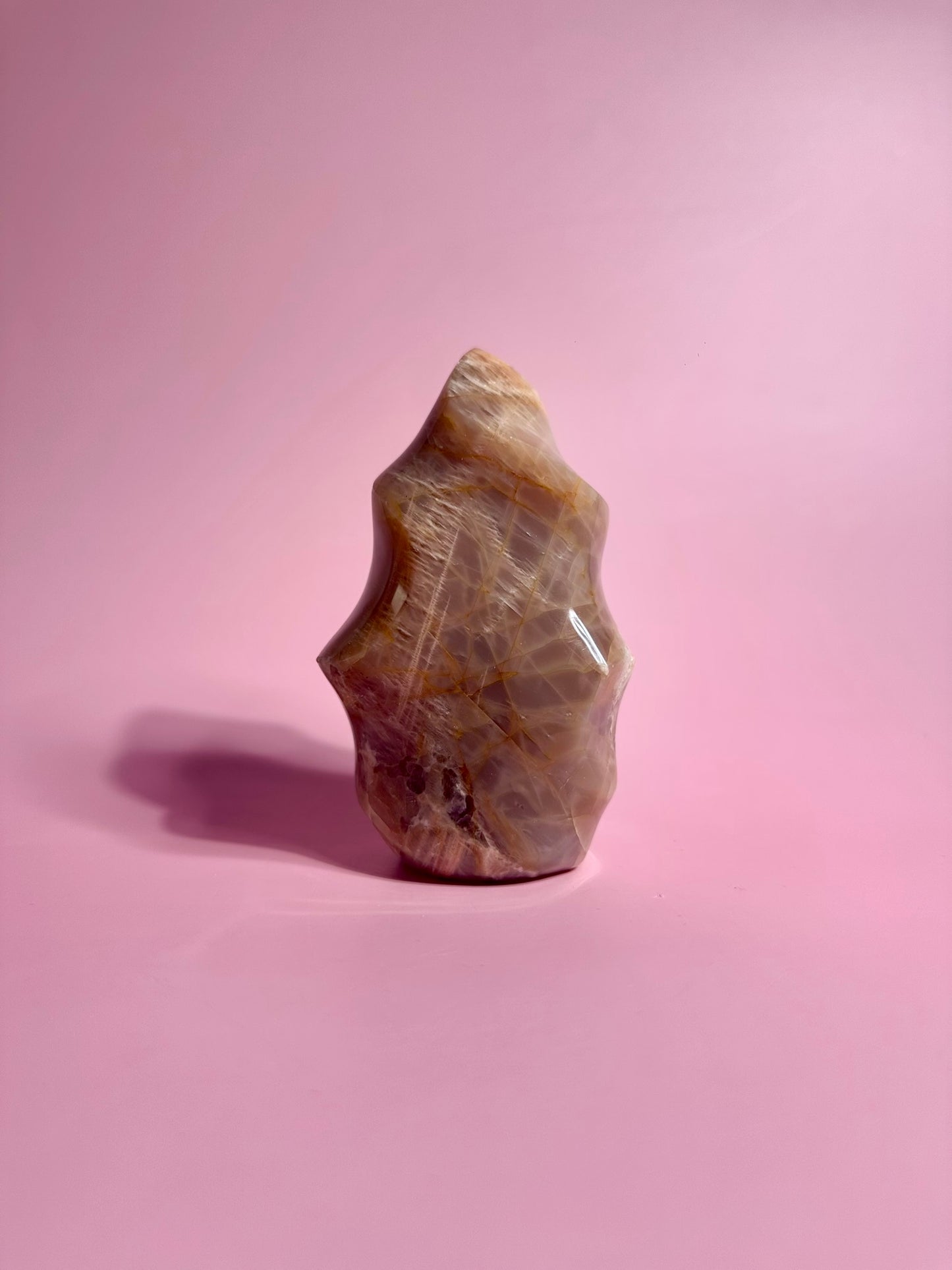 Peach Moonstone Flame – Option C | Collector Crystal, Self-Love & Gentle Transformation