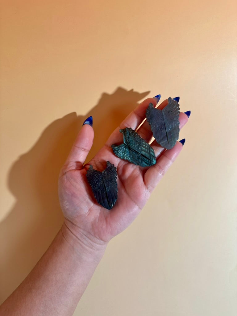 Labradorite Angel Wing | Flashy Crystal Carving