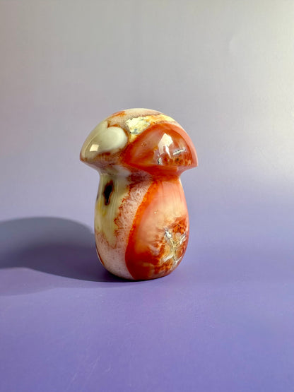 Carnelian Mushroom Carving – Option C | Collector Crystal, Abundance & Confidence