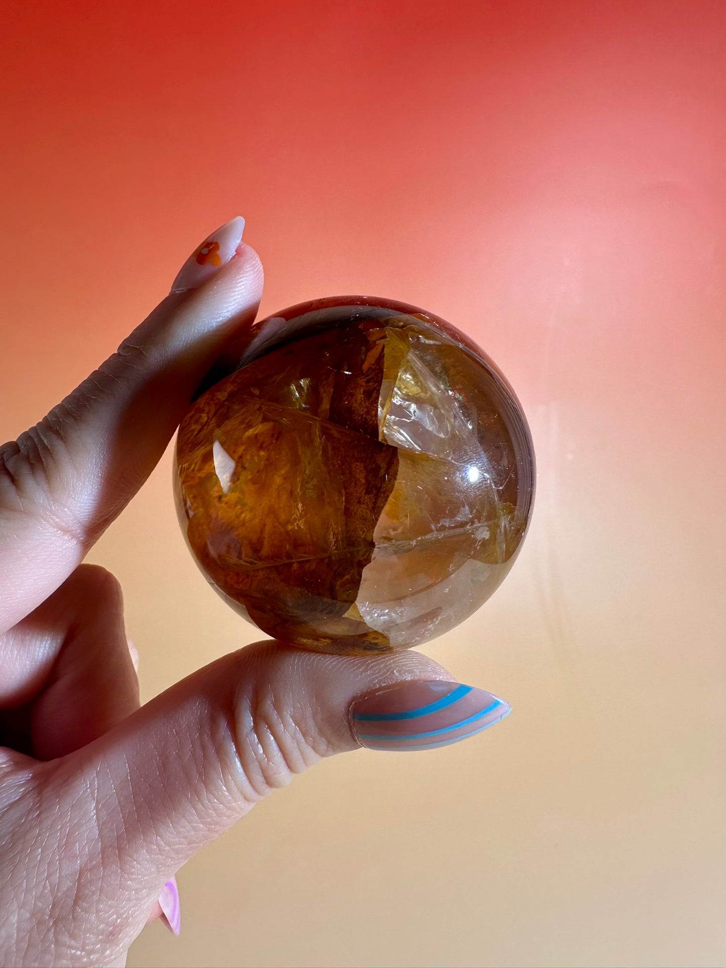 Golden Healer Sphere – Option A | Healing, Spiritual Growth & Positive Energy Crystal