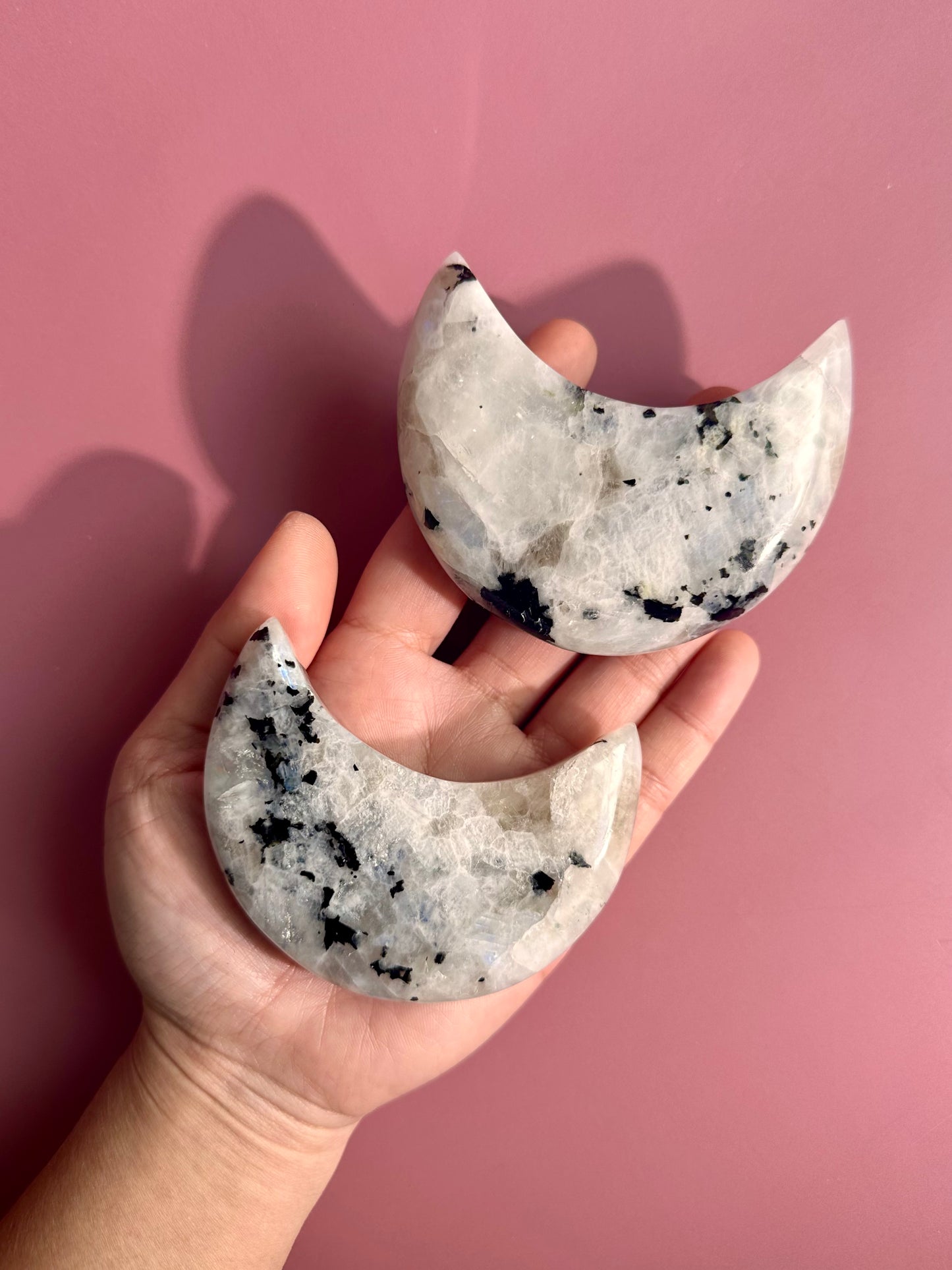 Rainbow Moonstone Moon Carving with Optional Stand