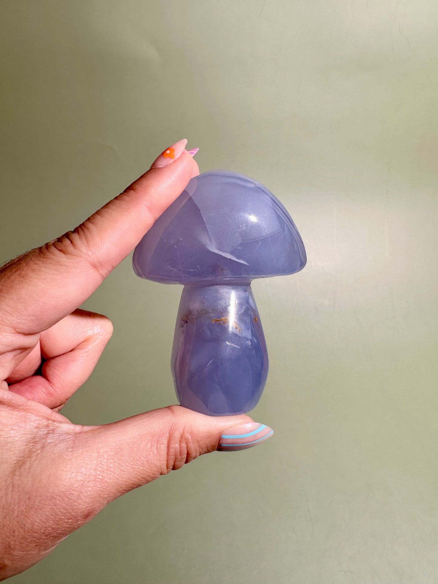 Blue Chalcedony Mushroom Carving – Option H | Serenity, Wisdom & Emotional Balance