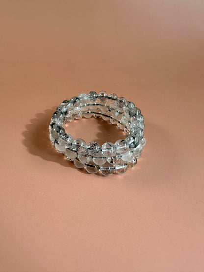 8mm Quartz with Biotite Inclusions Bracelet
