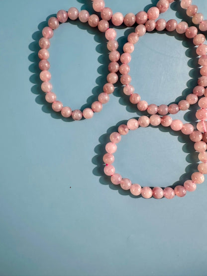 8mm Lavender Rose Quartz Beaded Bracelet | Purple Pink Crystal Jewelry