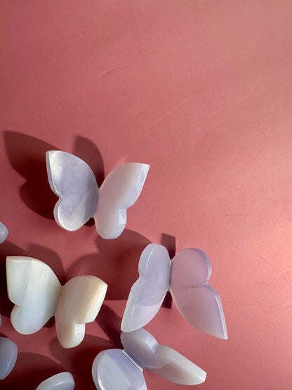 3D Blue Chalcedony Butterfly Carving