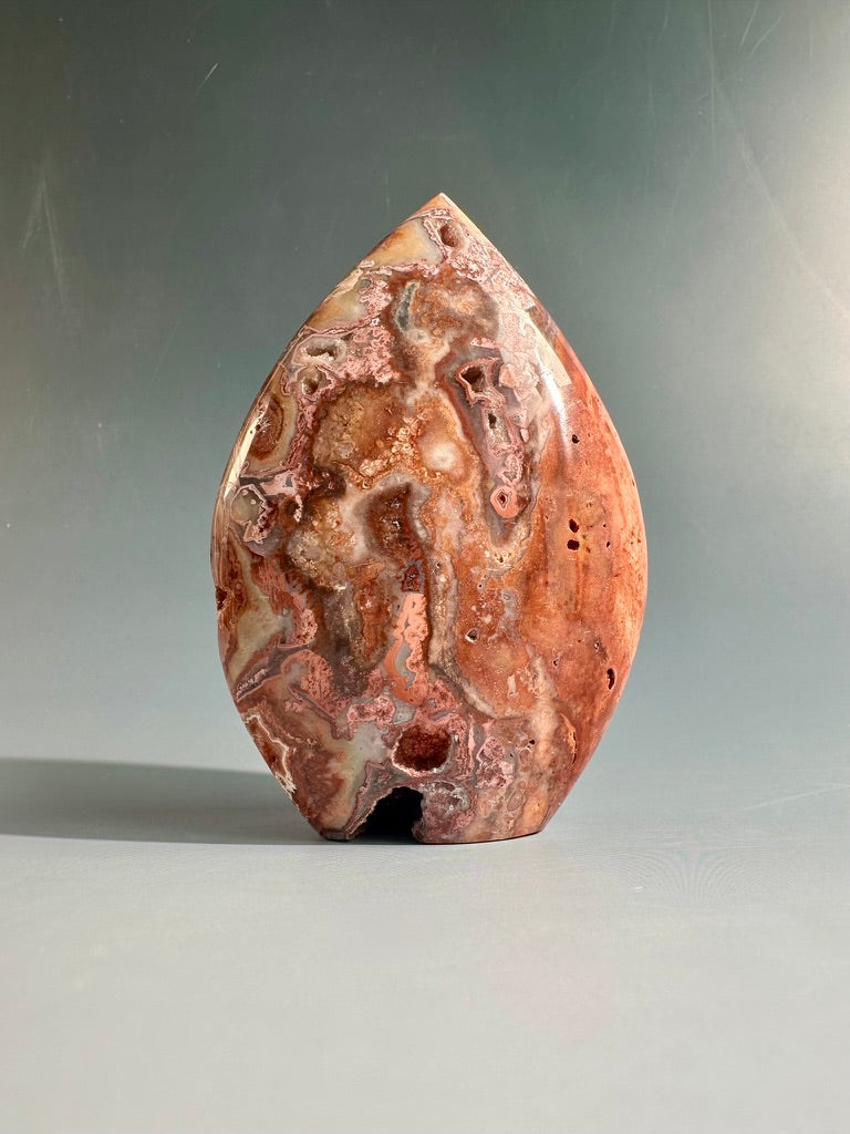 Indonesian Pink Crazy Lace Agate Flame – Option D | Inner Peace, Self-Love & Collector Crystal