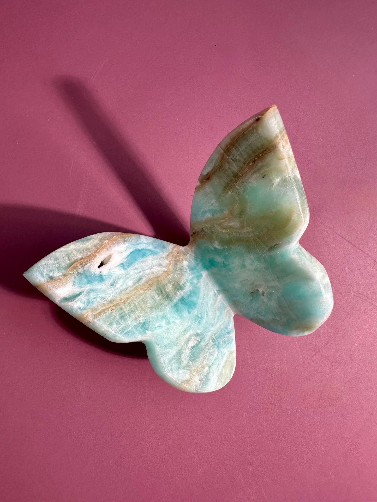 Caribbean Calcite 3D Butterfly Carving
