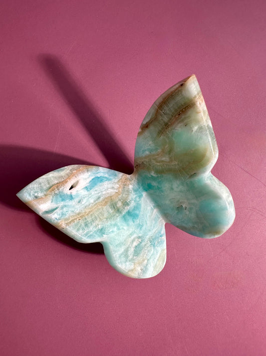 Caribbean Calcite 3D Butterfly Carving