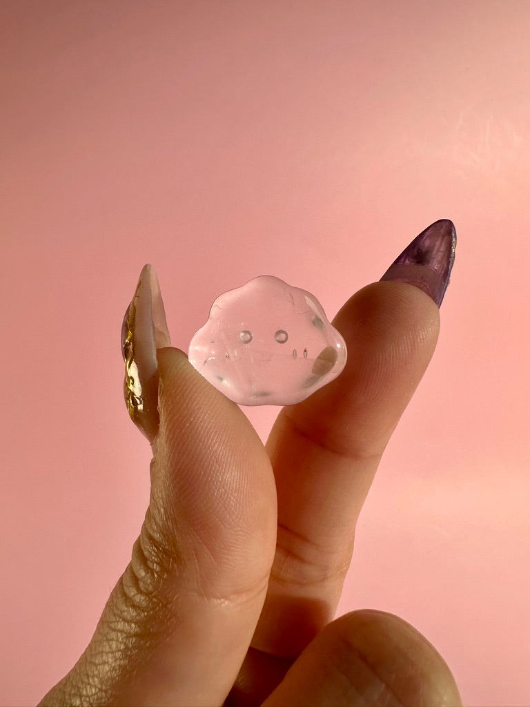 Mini Clear Quartz Smiley Cloud | Crystal Carving