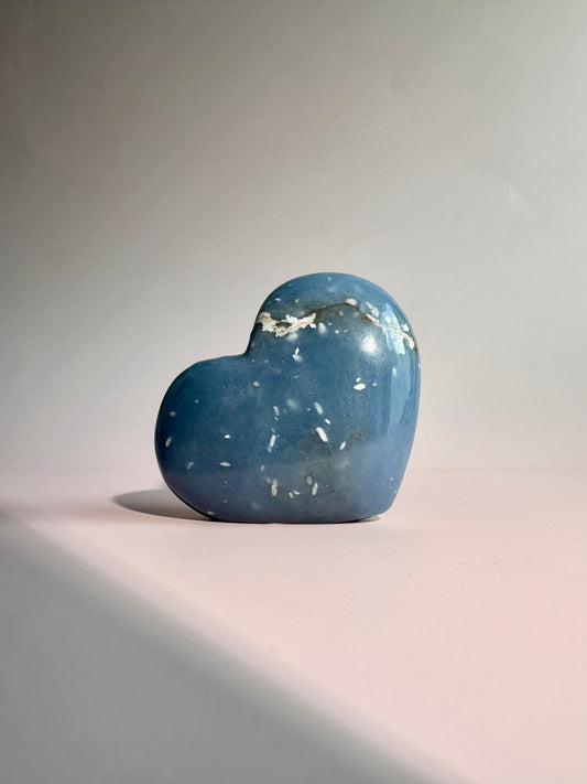 Angelite Standing Heart Carving