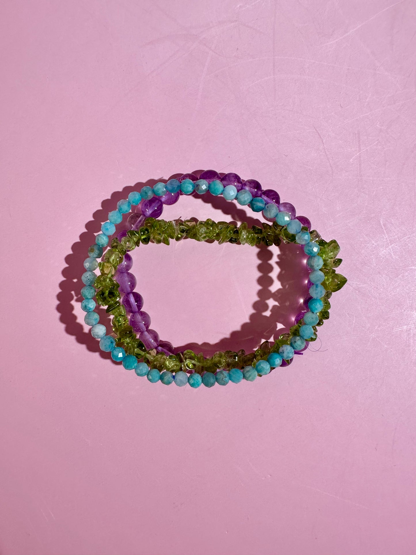 Bracelet Bundle Set: “Secret Garden" - Amazonite, Peridot, Amethyst