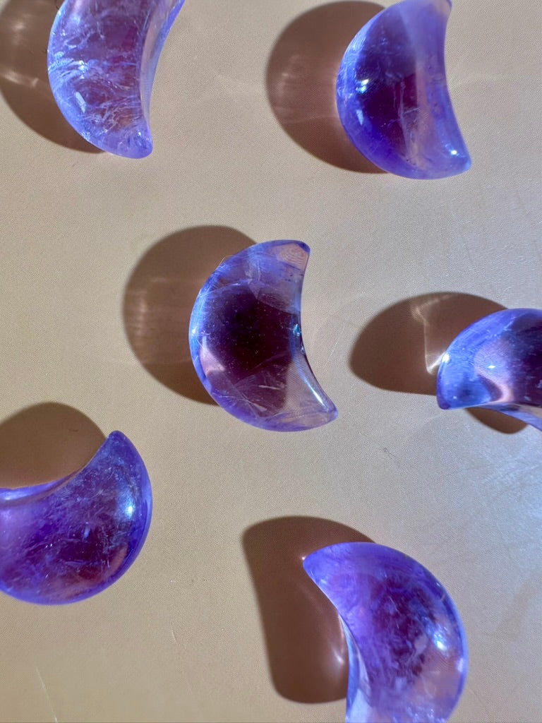 Mini Amethyst Crescent Moon | Purple Crystal Carving