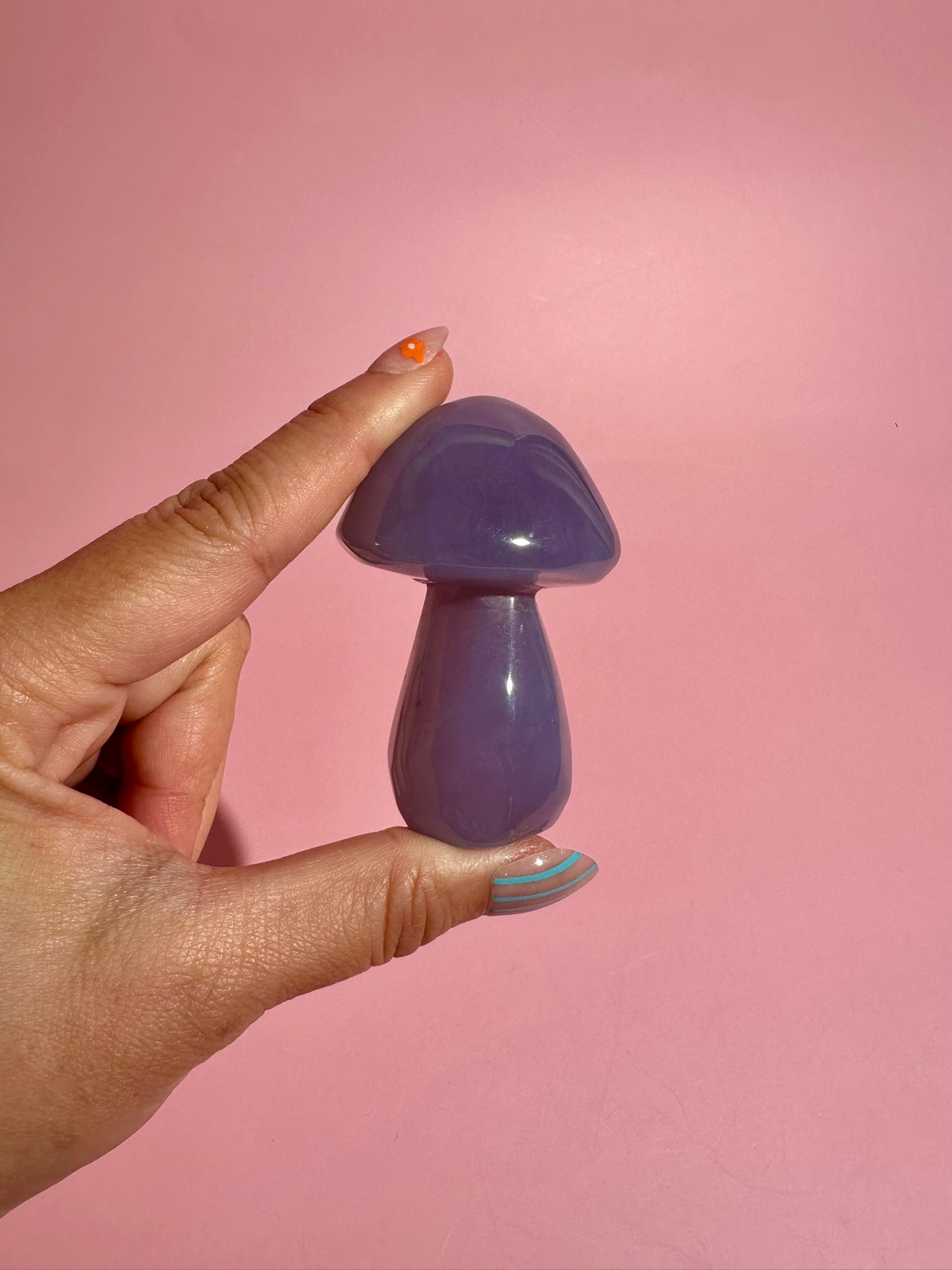 Blue Chalcedony Mushroom Carving – Option F | Calm, Clarity & Gentle Communication