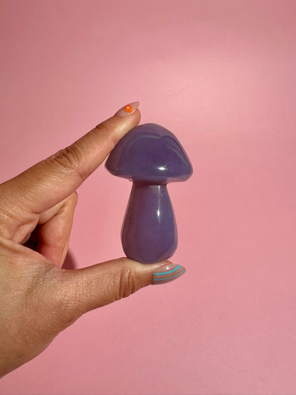 Blue Chalcedony Mushroom Carving – Option F | Calm, Clarity & Gentle Communication
