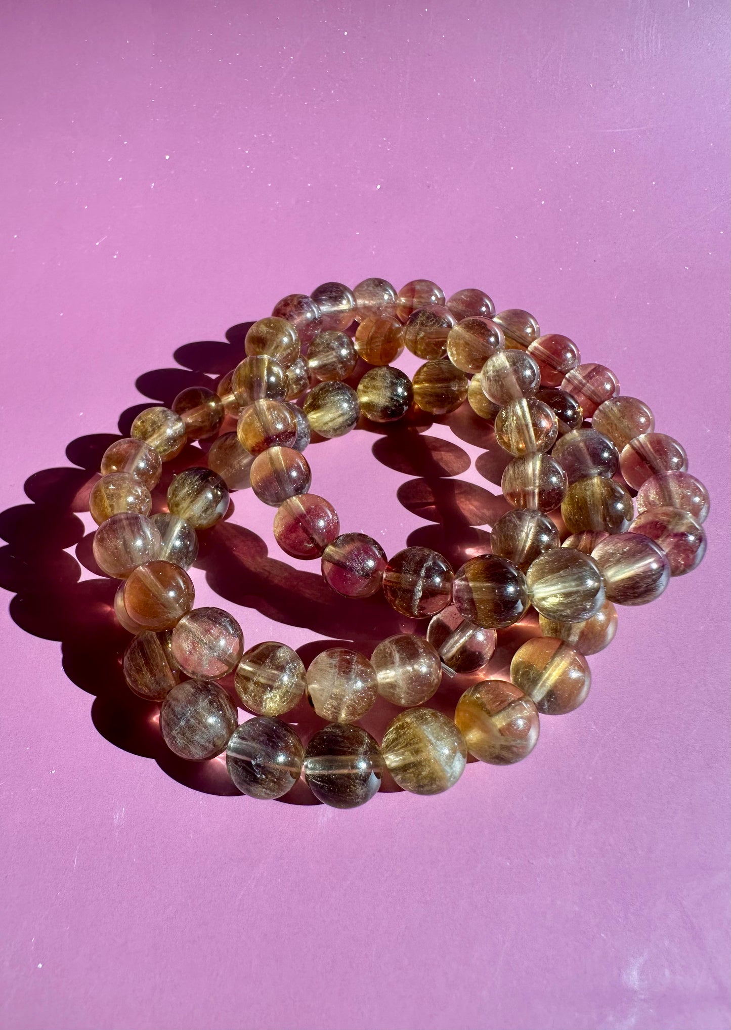 8mm Yellow Fluorite Beaded Bracelet