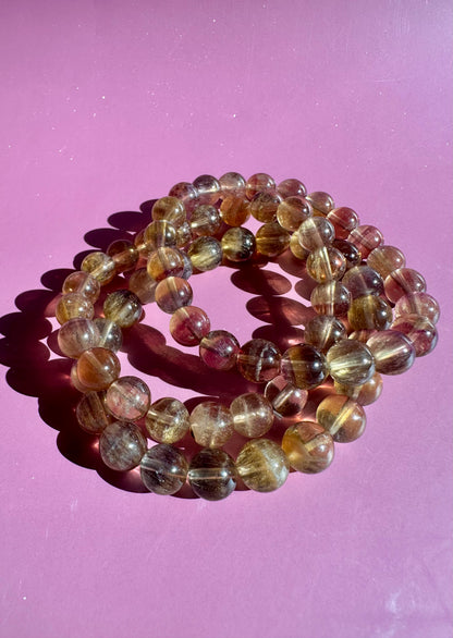 8mm Yellow Fluorite Beaded Bracelet