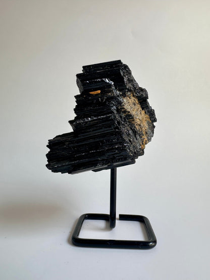 Raw Black Tourmaline on Pinned Stand – B