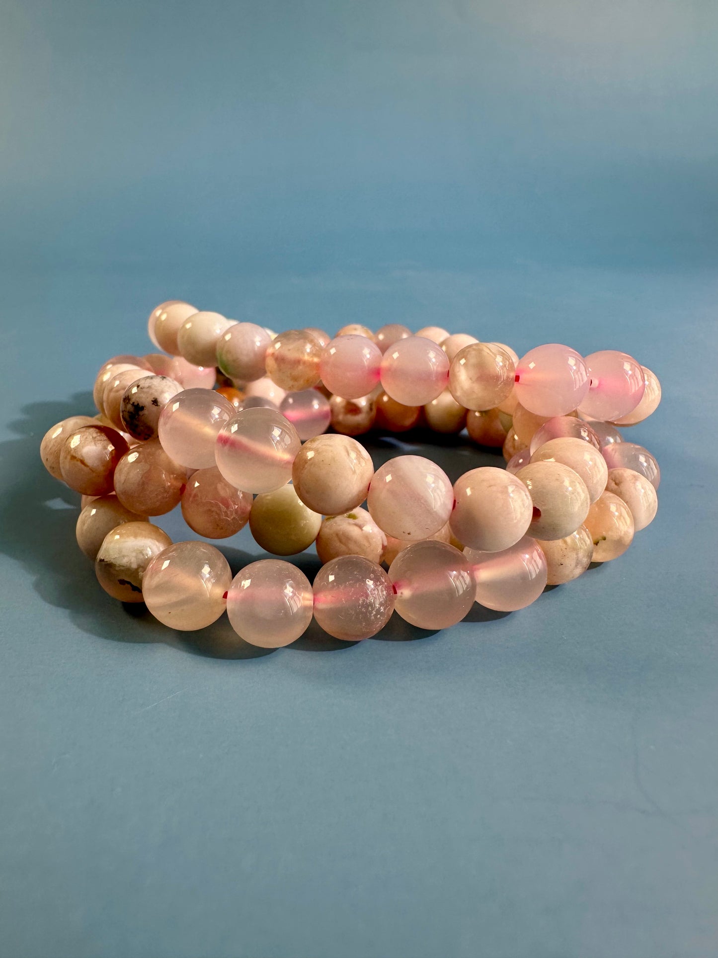 8mm Flower Agate Beaded Bracelet