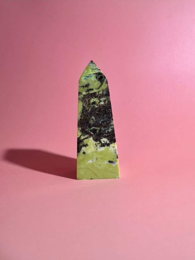Serpentine with Pyrite Tower (Peru) Option B | Grounding, Abundance & Protection Crystal