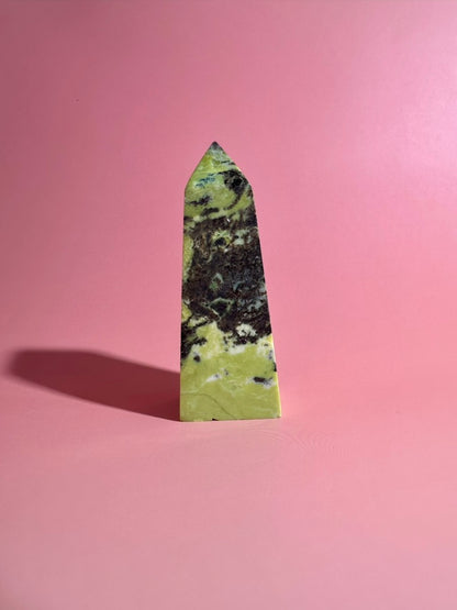 Serpentine with Pyrite Tower (Peru) Option B | Grounding, Abundance & Protection Crystal