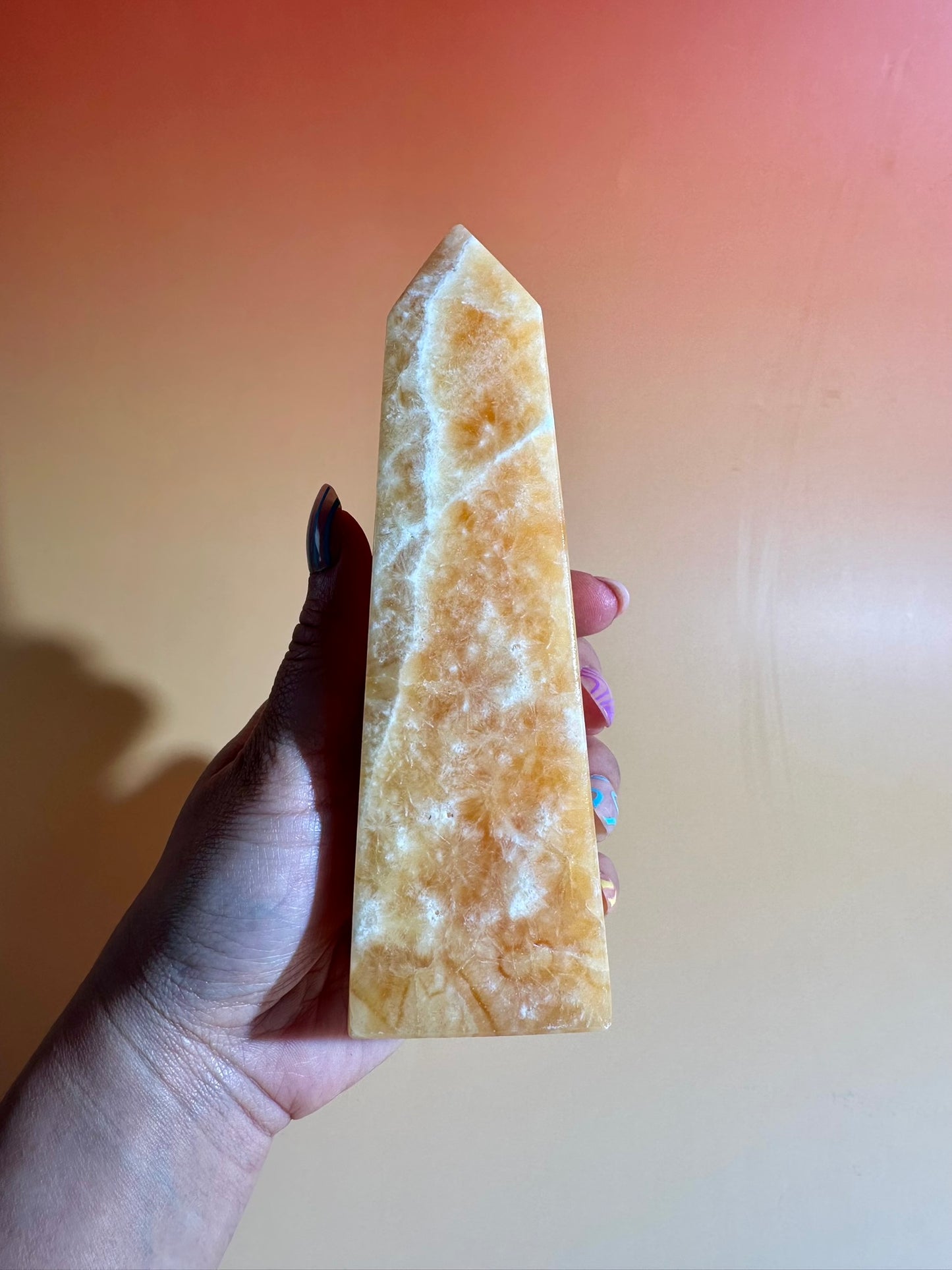 Orange Calcite Tower – Option E | Optimism, Confidence & Positive Transformation