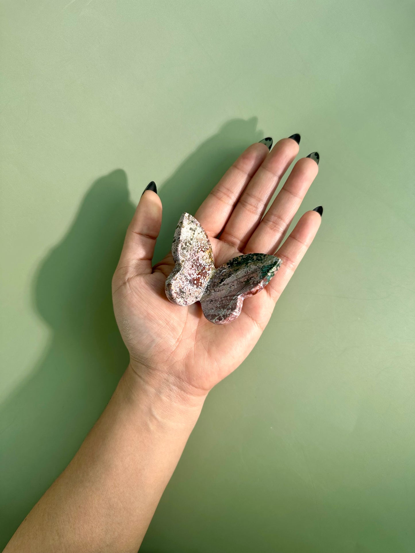 Sea Jasper 3D Butterfly Carving