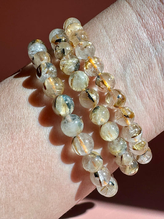 6mm Golden Rutile Quartz Beaded Bracelet