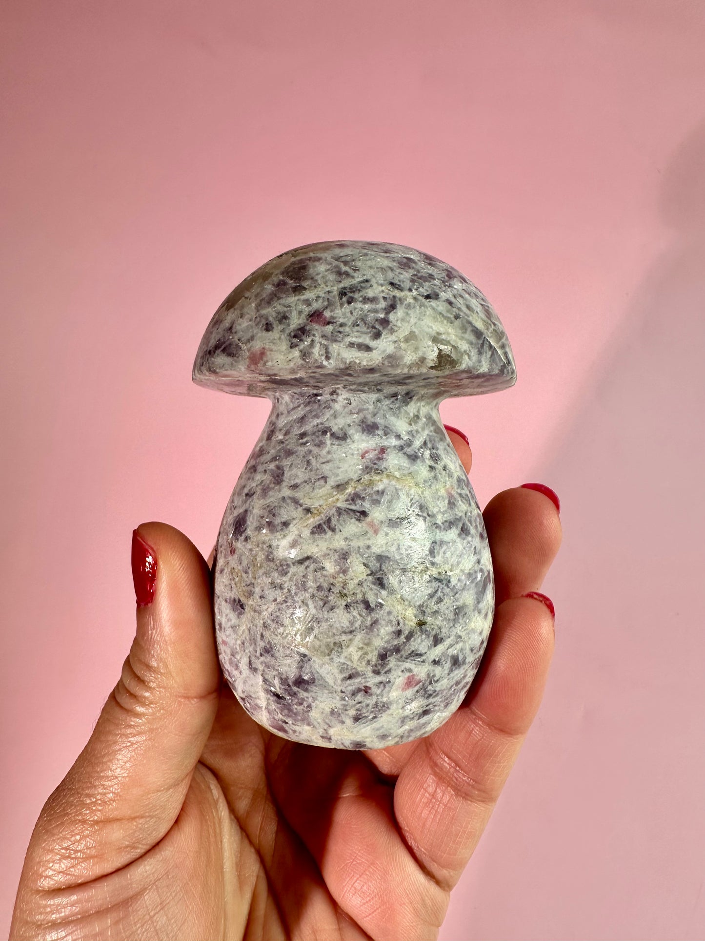 Lepidolite Mushroom Carving