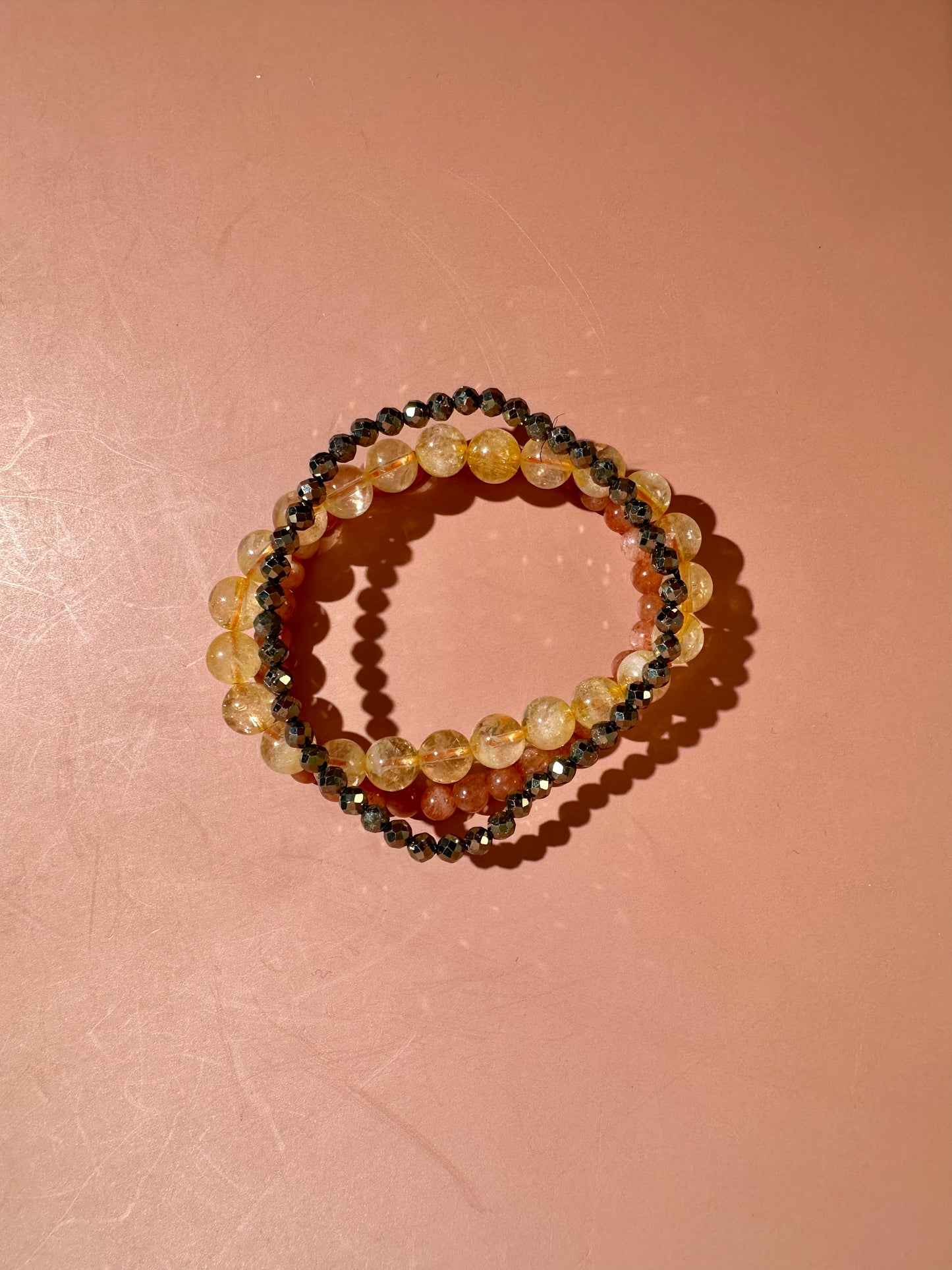 Bracelet Bundle Set: “Golden Radiance" - Sunstone, Citrine, Pyrite