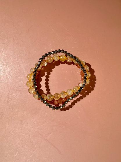 Bracelet Bundle Set: “Golden Radiance" - Sunstone, Citrine, Pyrite