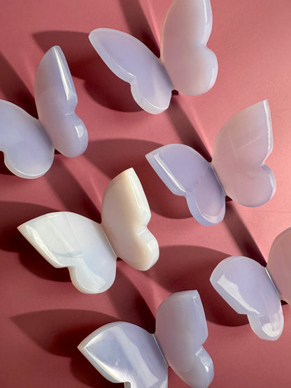 3D Blue Chalcedony Butterfly Carving