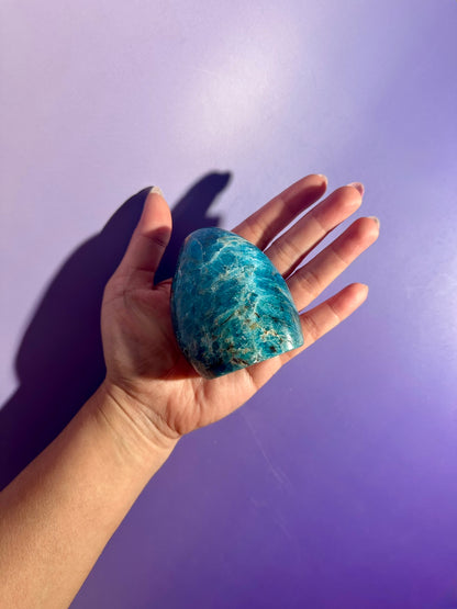 Blue Apatite Standing Freeform – Option B | Creativity, Manifestation & Collector Crystal