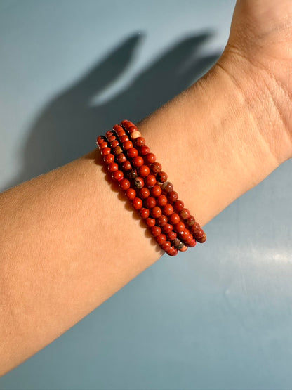 4mm Red Jasper Beaded Bracelet – Grounding Crystal