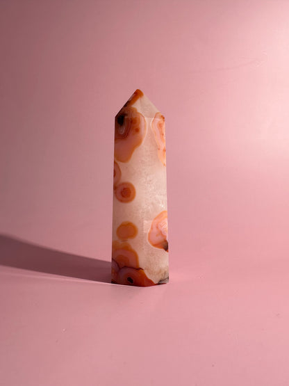 Carnelian Flower Agate Tower Option D | Courage, Growth & New Beginnings Crystal