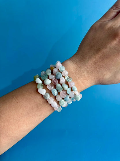 8mm Multi Beryl (Morganite) Polished Tumbled Bracelet