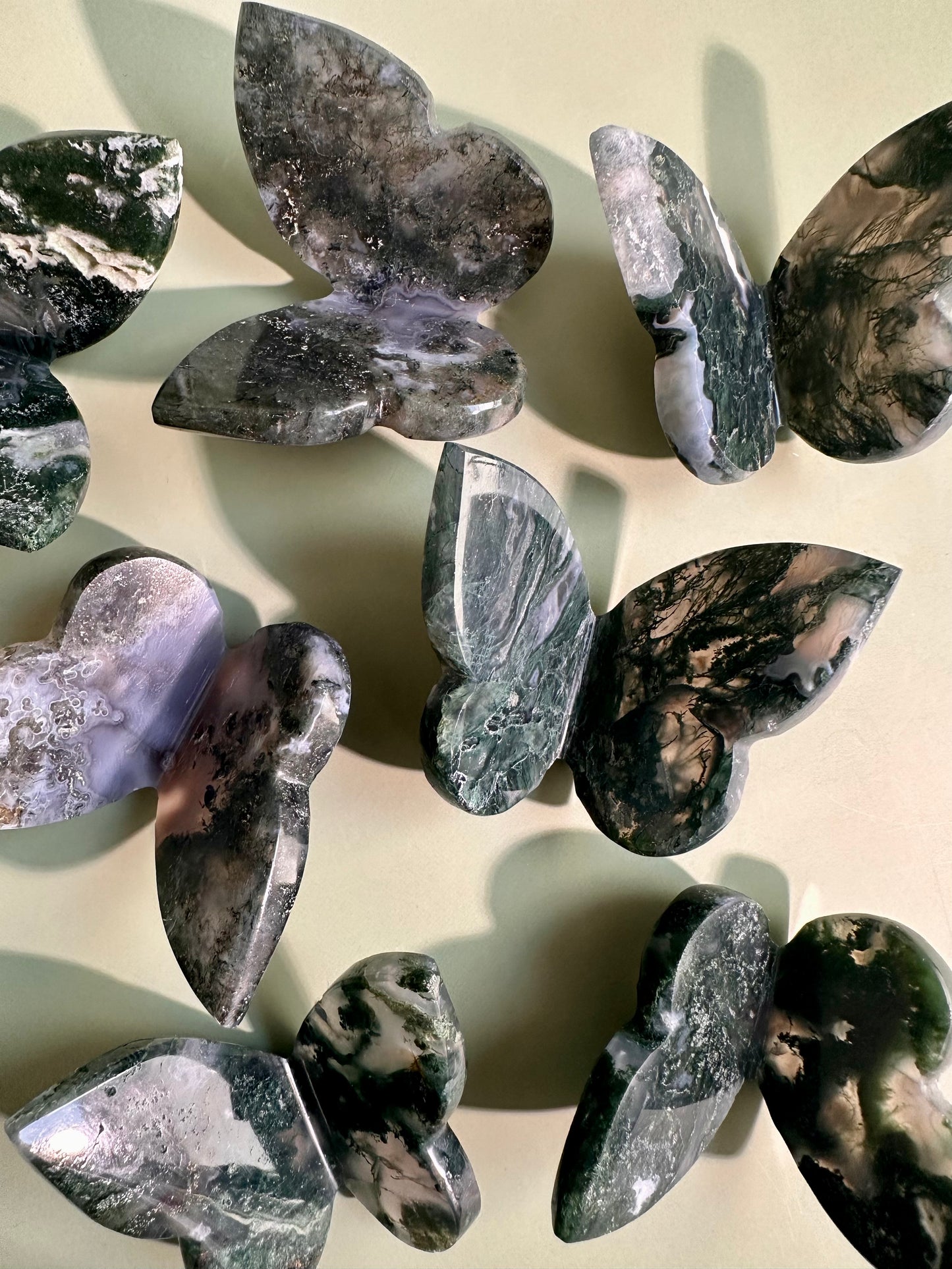 3D Moss Agate Butterfly Carving