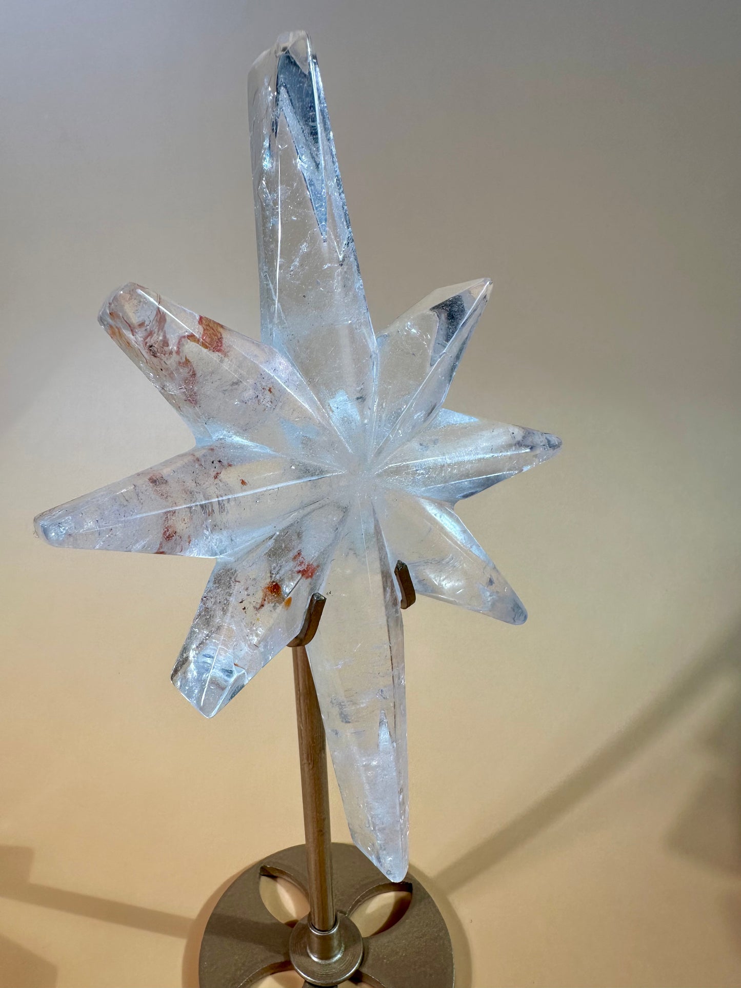 Clear Quartz Polaris Star on Gold Stand – Option A | Clarity, Guidance & Manifestation Crystal