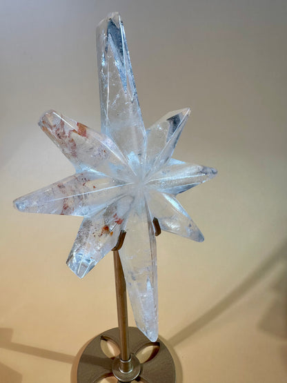 Clear Quartz Polaris Star on Gold Stand – Option A | Clarity, Guidance & Manifestation Crystal
