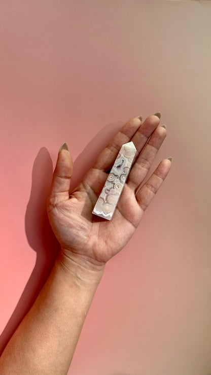 Druzy Flower Agate Obelisk – Option D