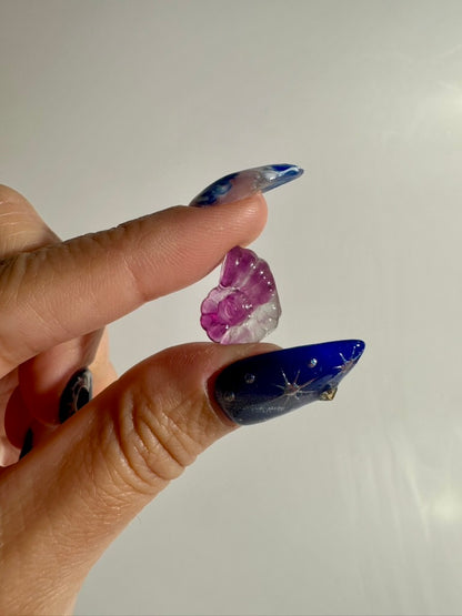 Mini Rainbow Fluorite Ammonite | Fossil-Inspired Crystal Carving