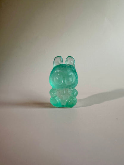 Light Green Fluorite Sitting Lafufu Kawaii Forest Spirit Figurine Carving