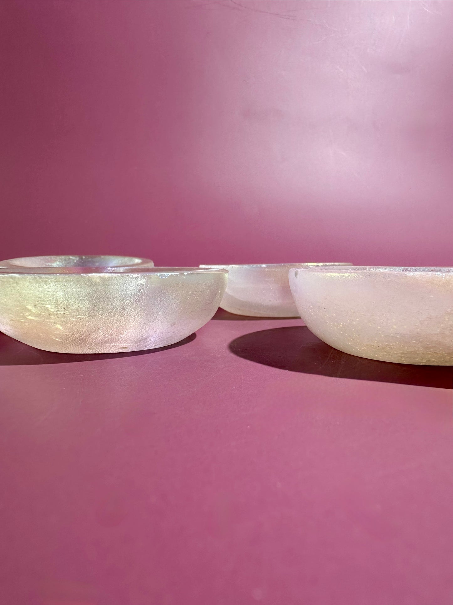 Small Round Aura Satin Spar (Selenite) Bowl | Intuitively Chosen Peace & Cleansing Energy