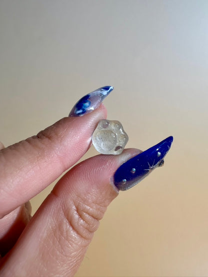 Teeny Aquamarine Paw | Mini Blue Crystal Carving