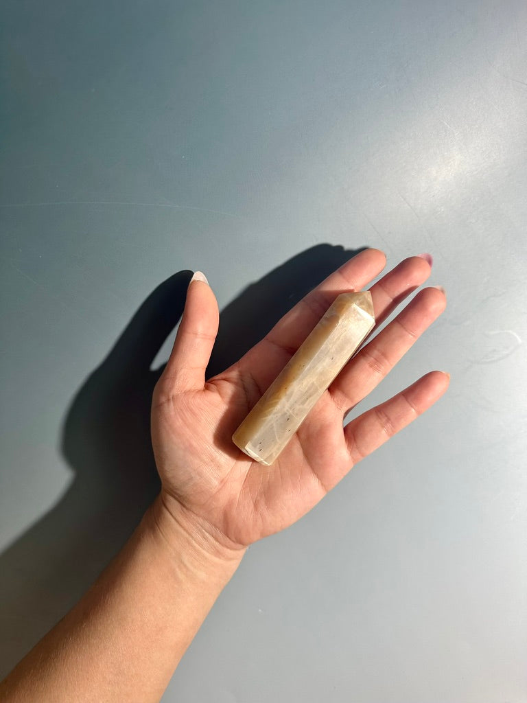 Peach Moonstone Tower – Option A | New Beginnings, Intuition & Feminine Energy Crystal
